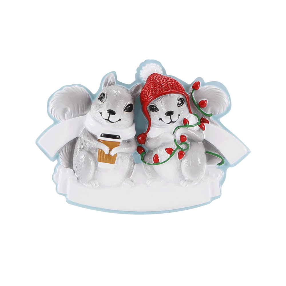 Grey Squirrel Couple Personalized Ornament