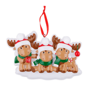 Cutesy Moose (Family of 3) Personalized Ornament