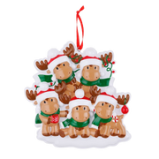 Cutesy Moose (Family of 5) Personalized Ornament