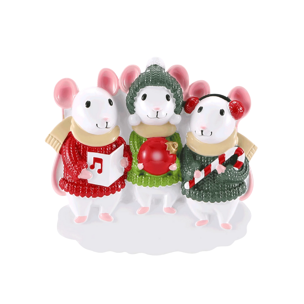 Mouse Sweater (Family of 3) Personalized Ornament