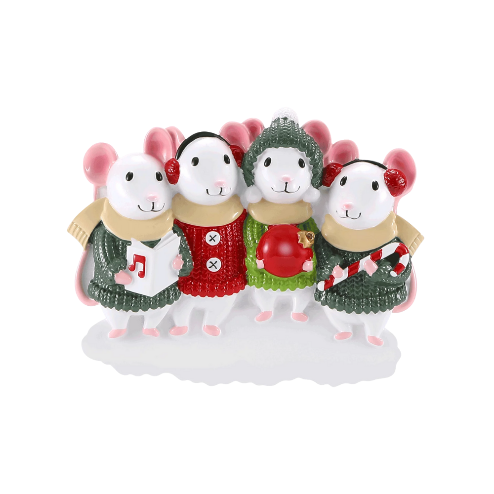 Mouse Sweater (Family of 4) Personalized Ornament