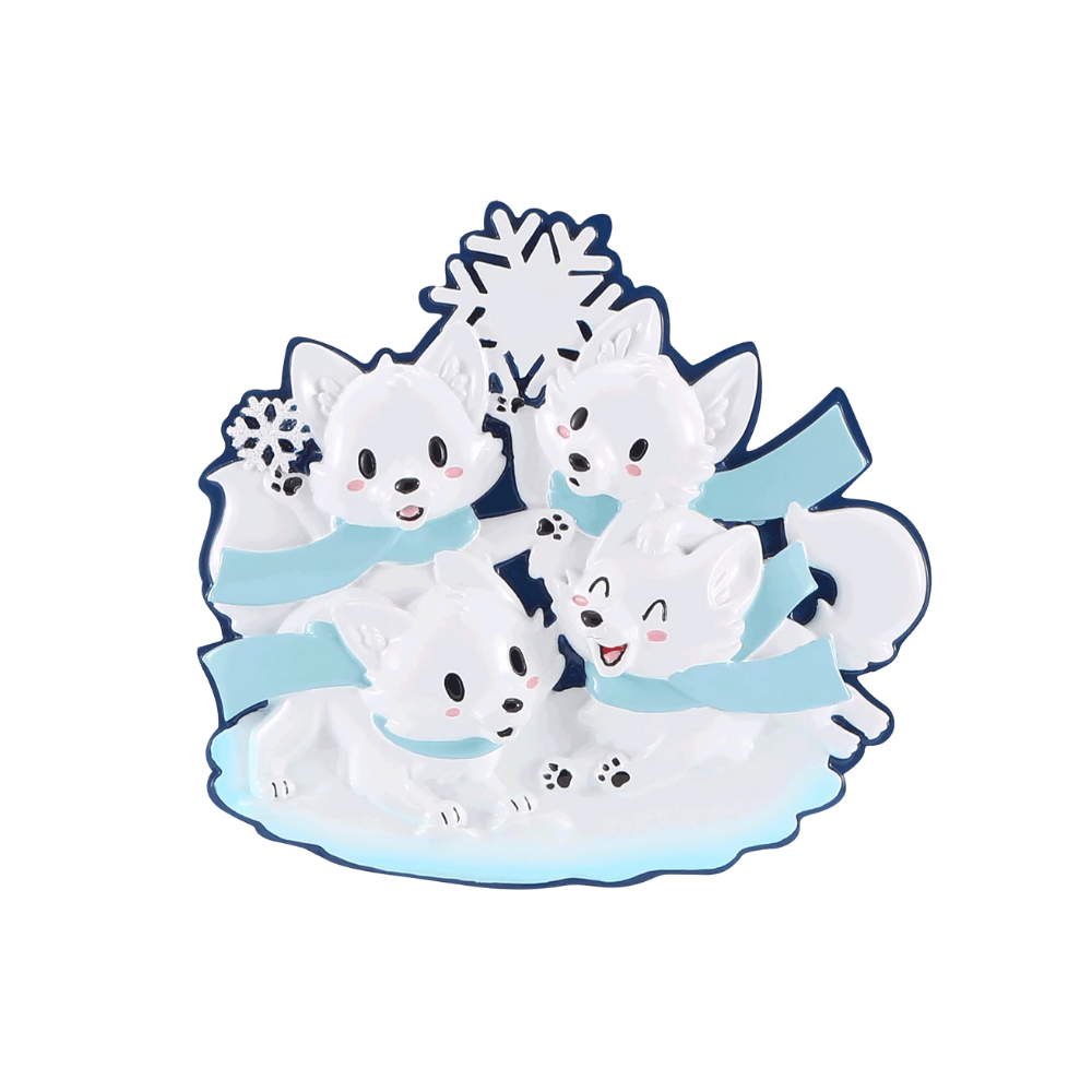 Arctic Fox (Family of 4) Personalized Ornament