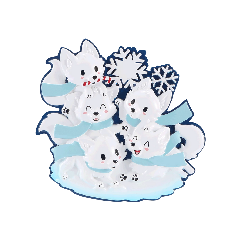 Arctic Fox (Family of 5) Personalized Ornament
