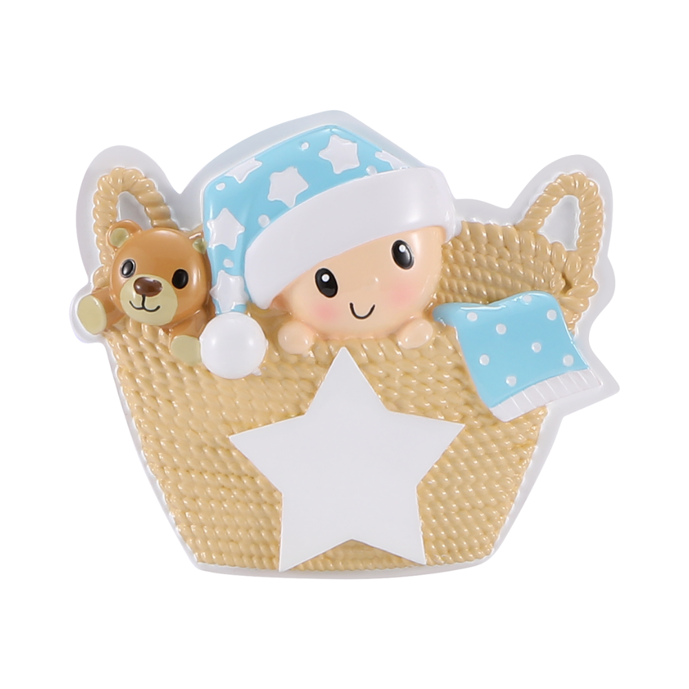 Baby in Basket Boy Personalized Christmas