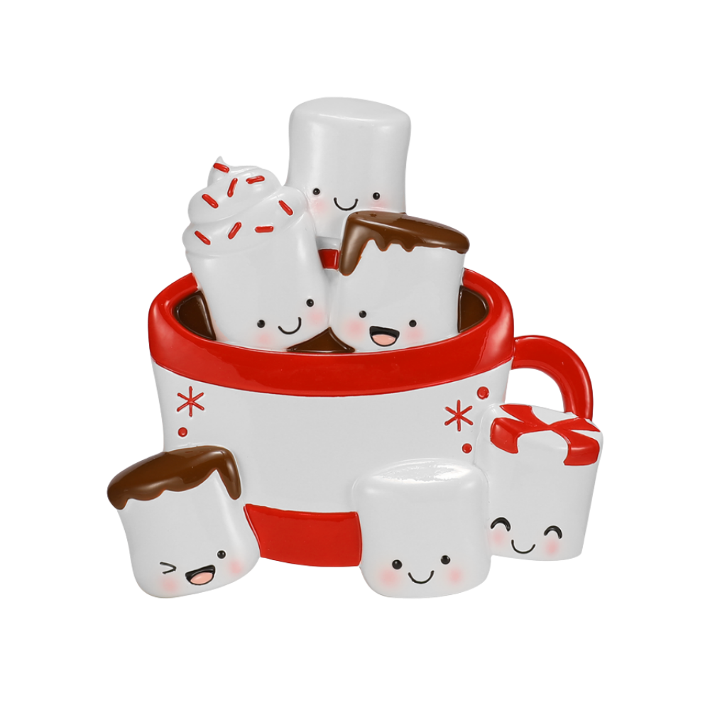Hot Cocoa Family of 6 Personalized Ornament