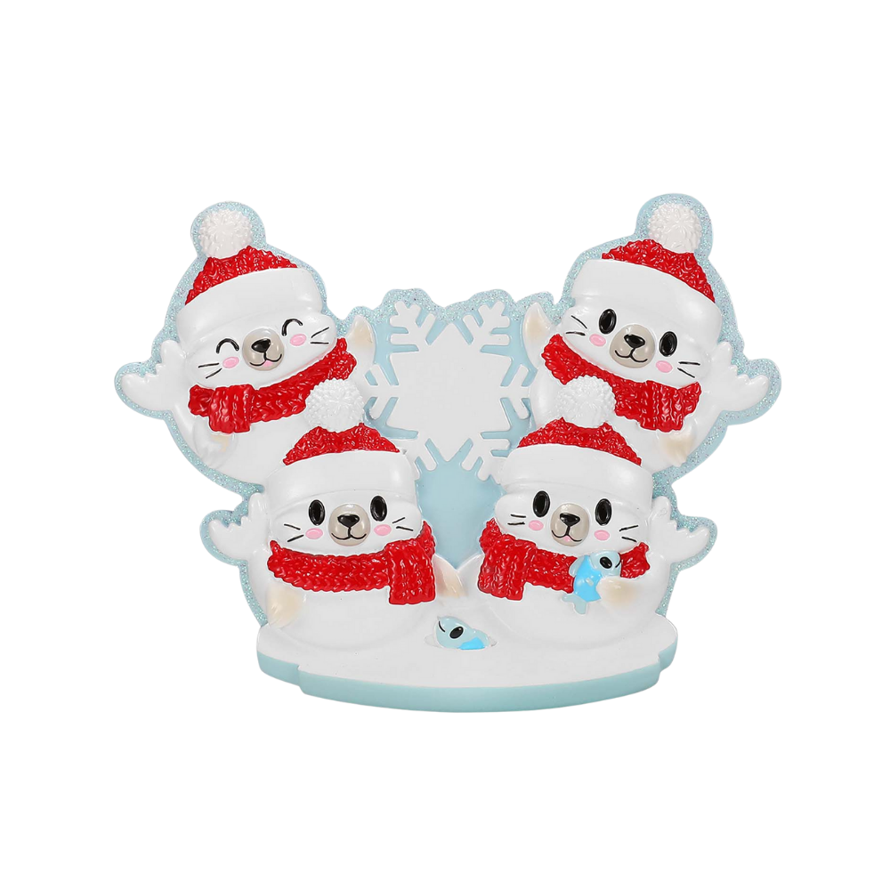 Arctic Seal Family of 4 Personalized Ornament