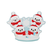 Arctic Seal Family of 4 Personalized Ornament