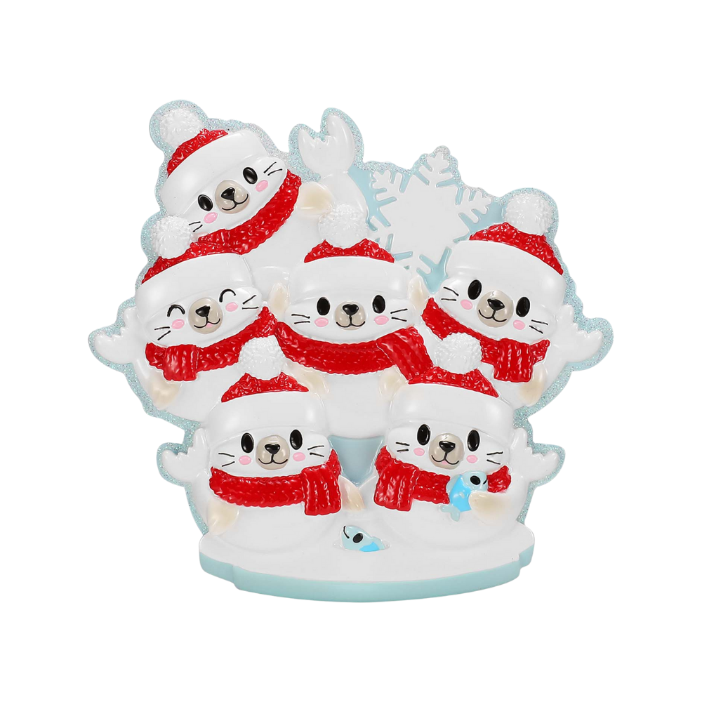 Arctic Seal Family of 6 Personalized Ornament