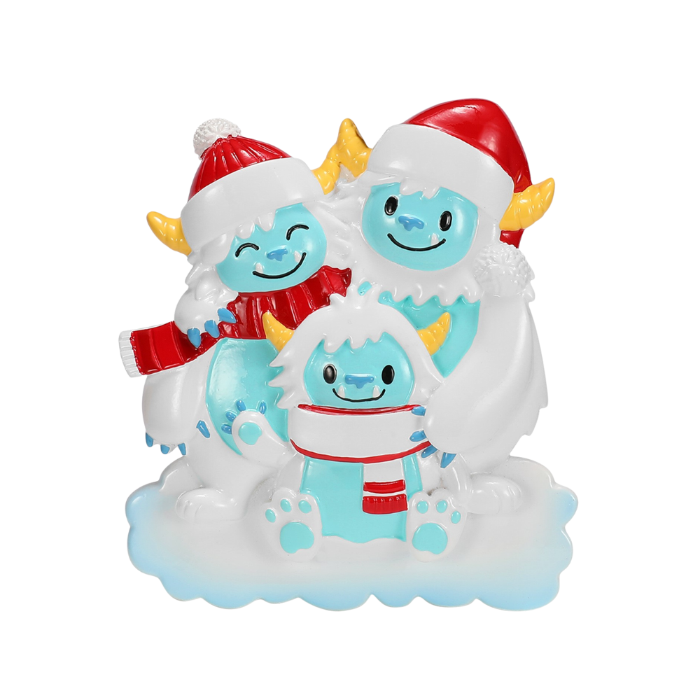 Yeti Family of 3 Personalized Ornament