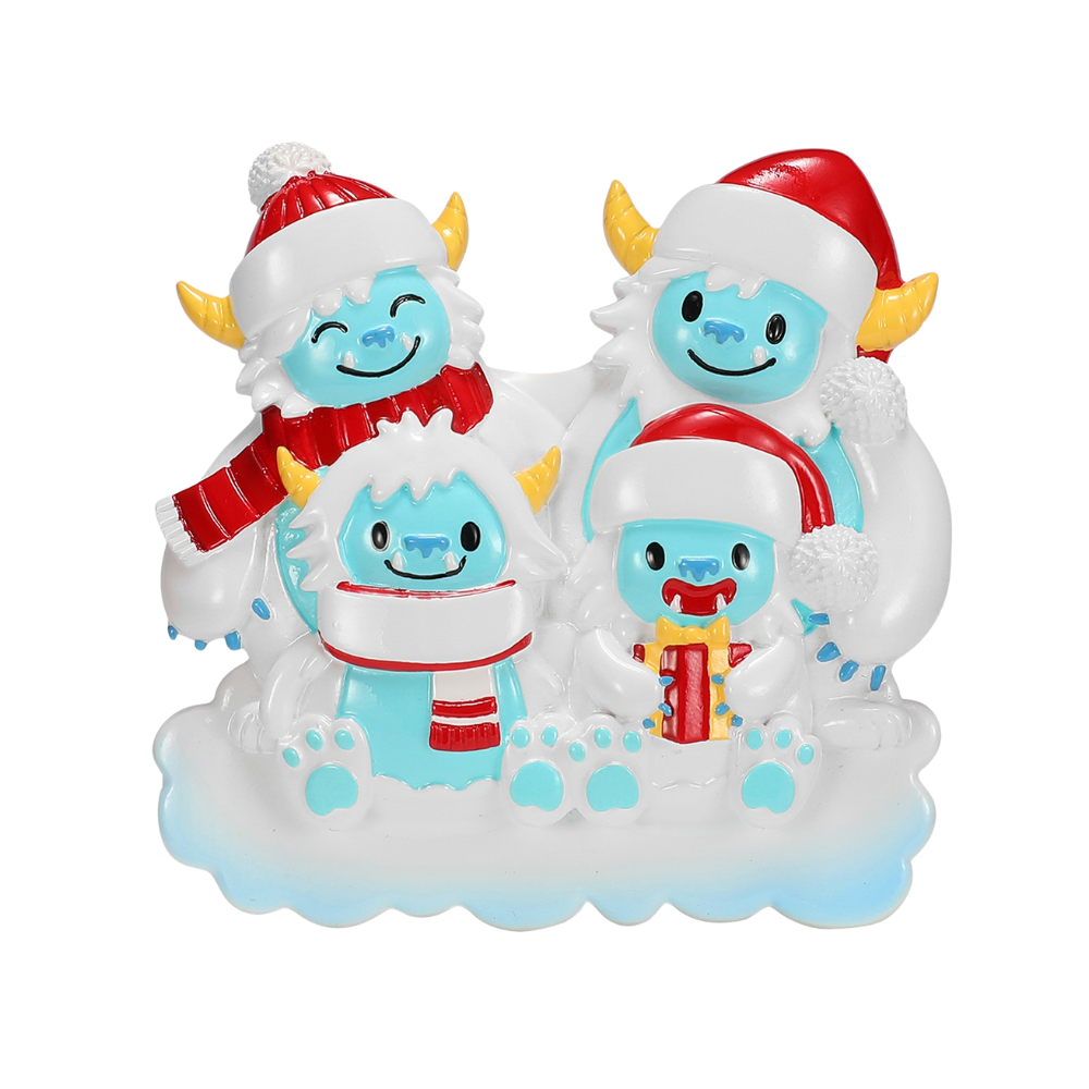 Yeti Family of 4 Personalized Ornament