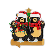 Bears with Scarf & Santa Hat Couple Ornament