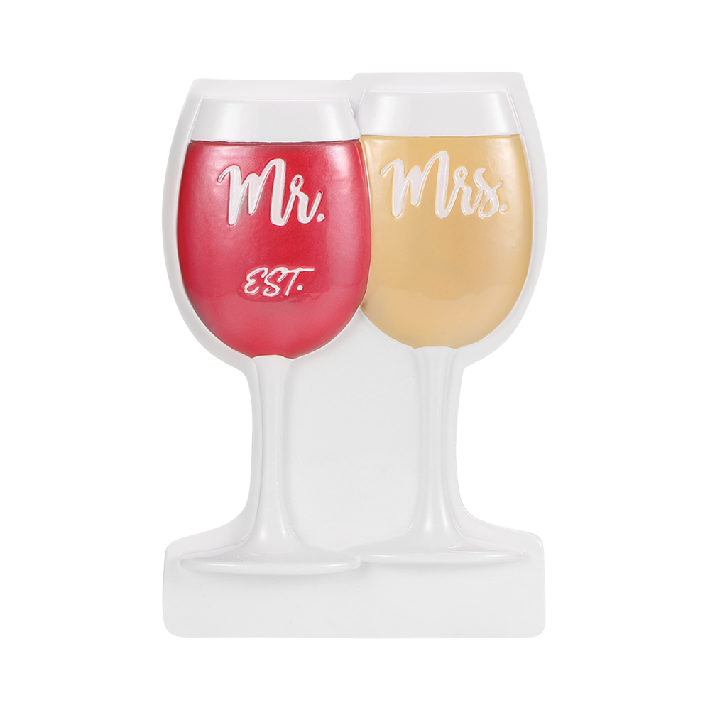 Mr and Mrs Wine Glasses Ornament