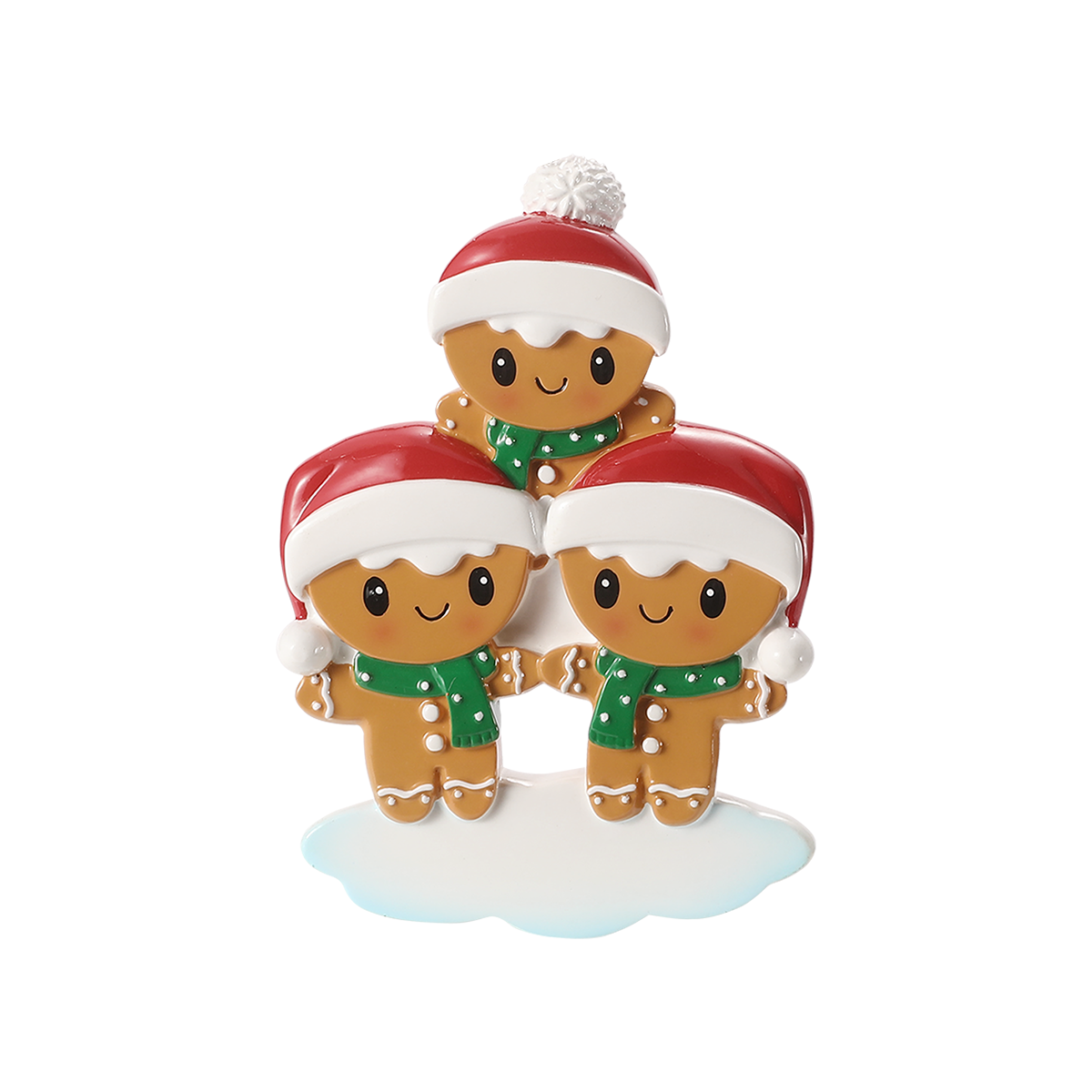 Gingerbread Family of 3 Personalized Ornament