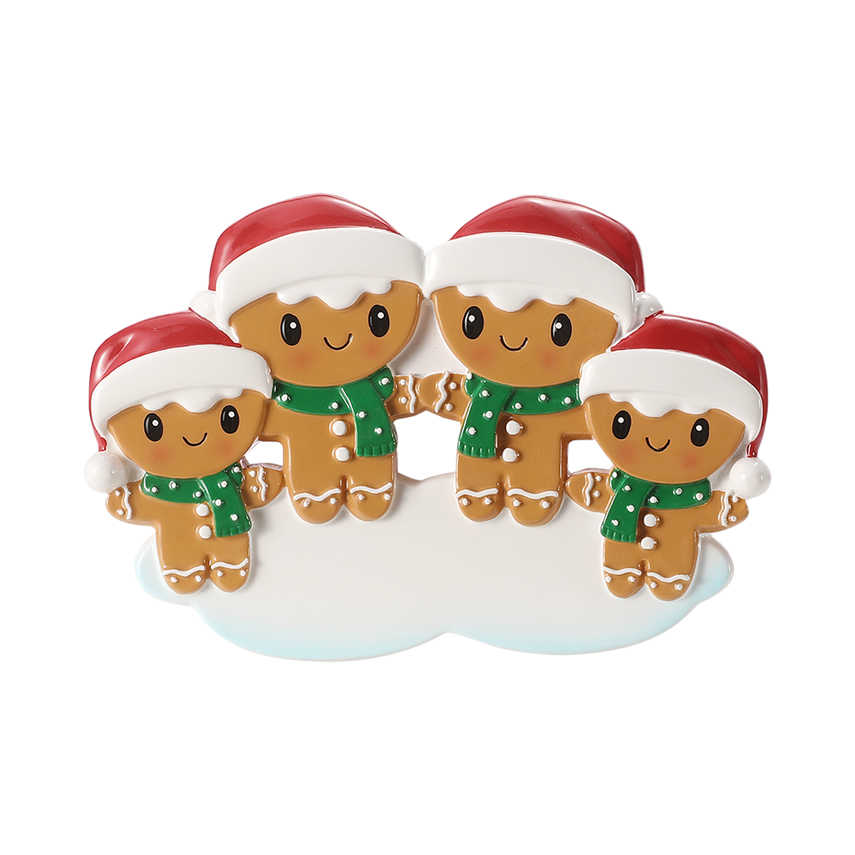 Gingerbread Family of 4 Personalized Ornament