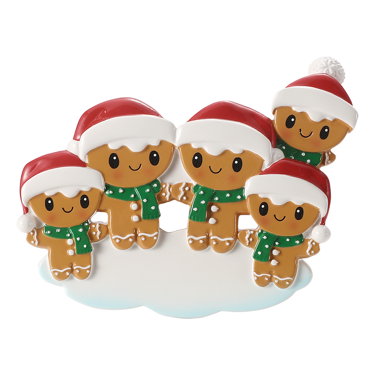 Gingerbread Family of 5 Personalized Ornament