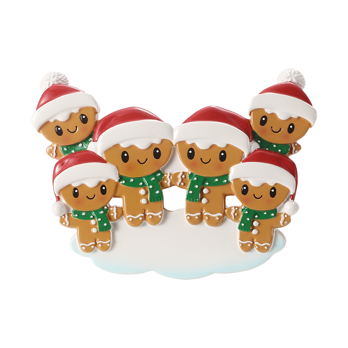 Gingerbread Family of 6 Personalized Ornament