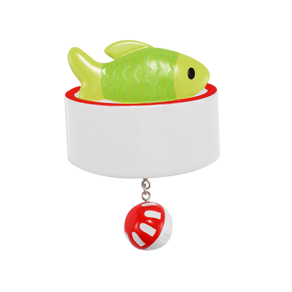 CAT BOWL W/FISH Personalized Ornament