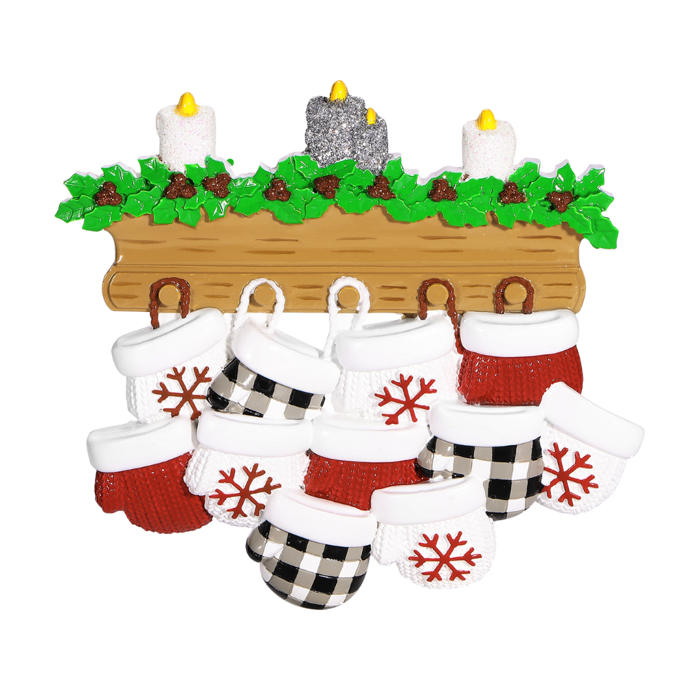 Mitten Family of 11 Personalized Ornament