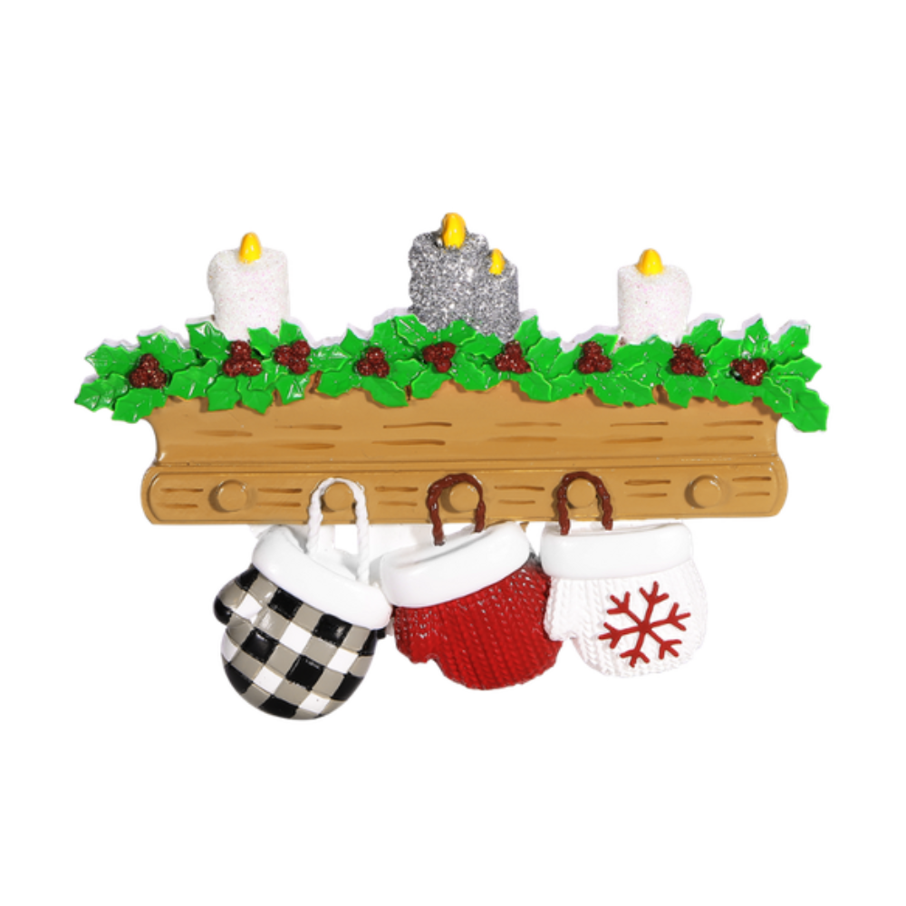 Mitten Family of 3 Personalized Ornament