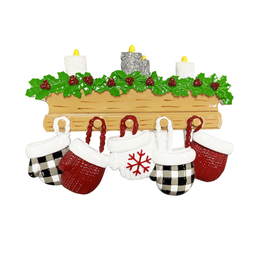 Mitten Family of 5 Personalized Ornament