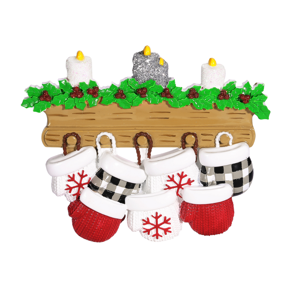 Mitten Family of 7 Personalized Ornament