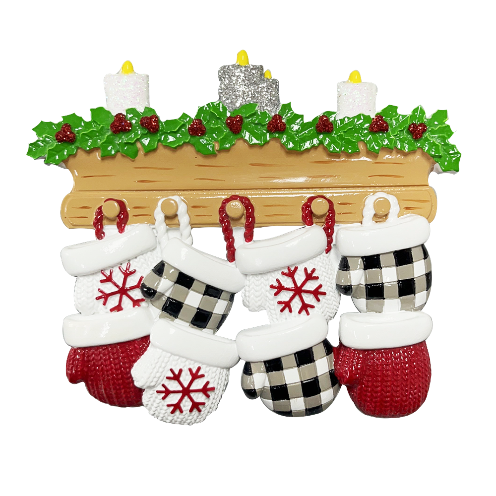 Mitten Family of 8 Personalized Ornament