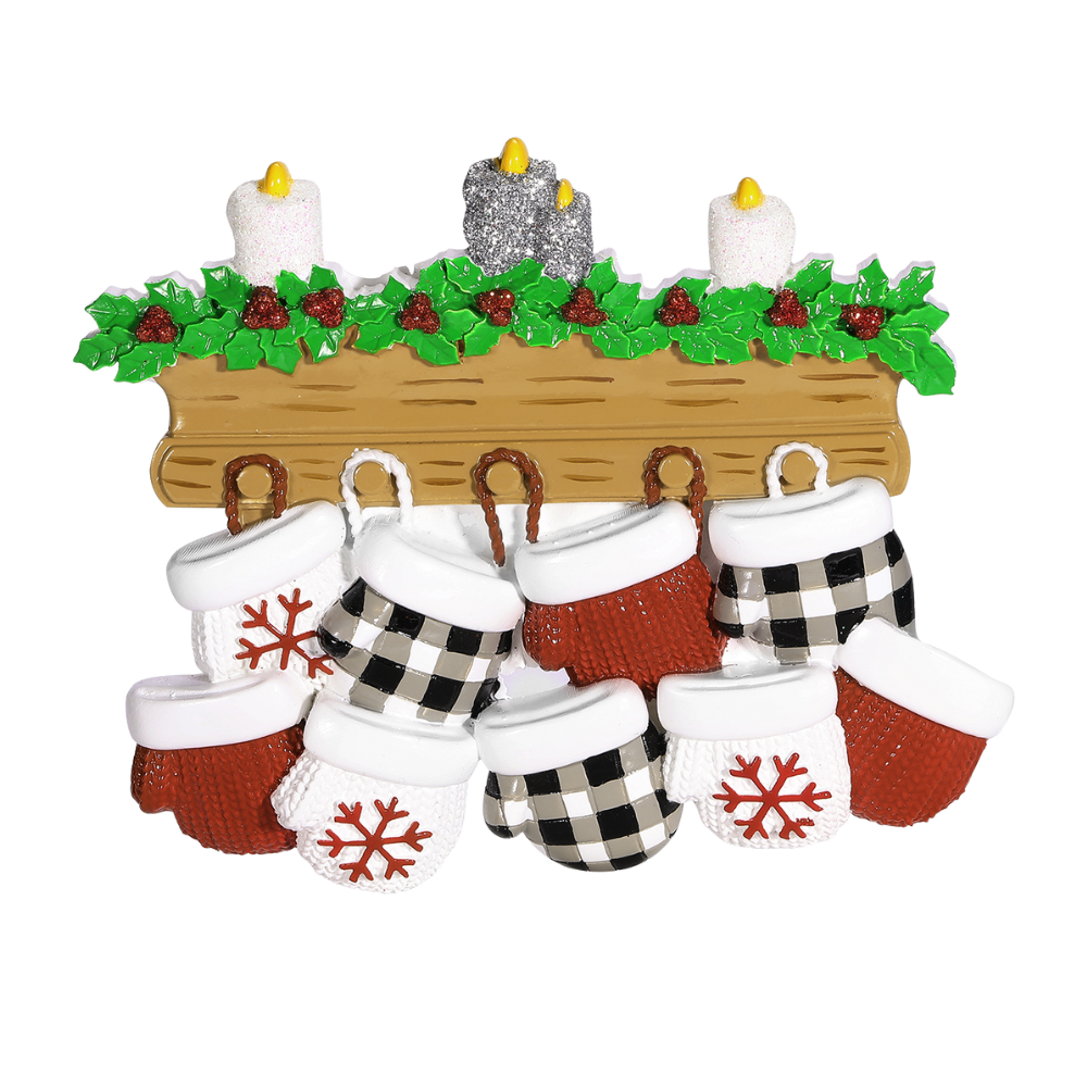 Mitten Family of 9 Personalized Ornament