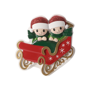 Family in Sleigh Couple Personalized Ornament