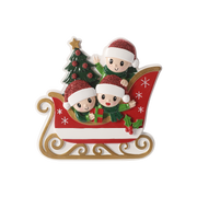 Family in Sleigh of 3 Personalized Ornament