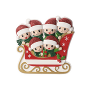 Family in Sleigh of 6 Personalized Ornament