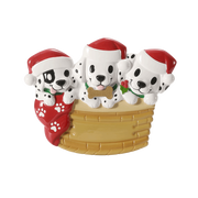 Puppy Family of 3 with Christmas Hats Personalized Ornament