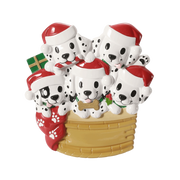 Puppy Family of 5 with Christmas Hats Personalized Ornament