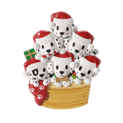 Puppy Family of 6 with Christmas Hats Personalized Ornament