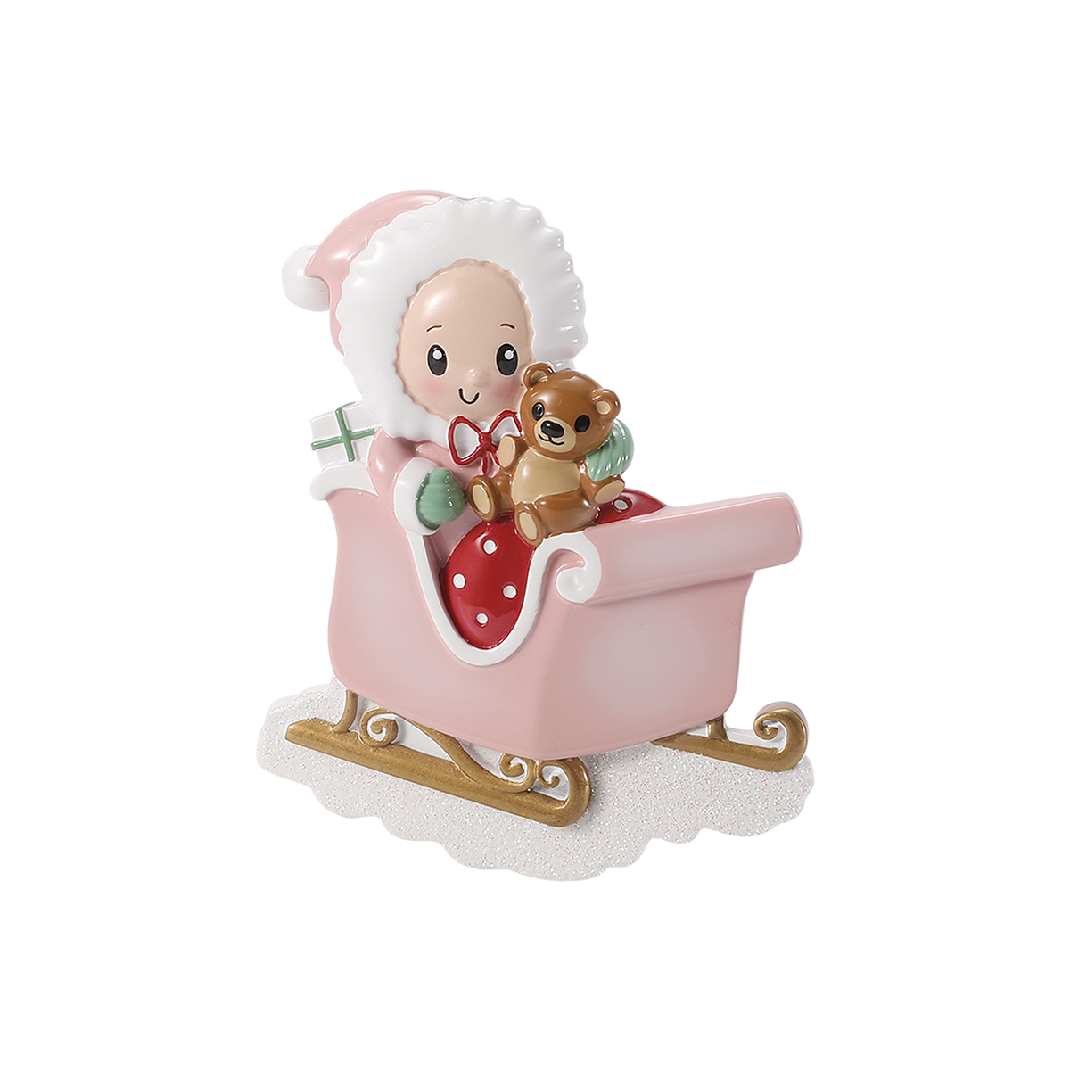 Baby in Sleigh Girl Personalized Ornament