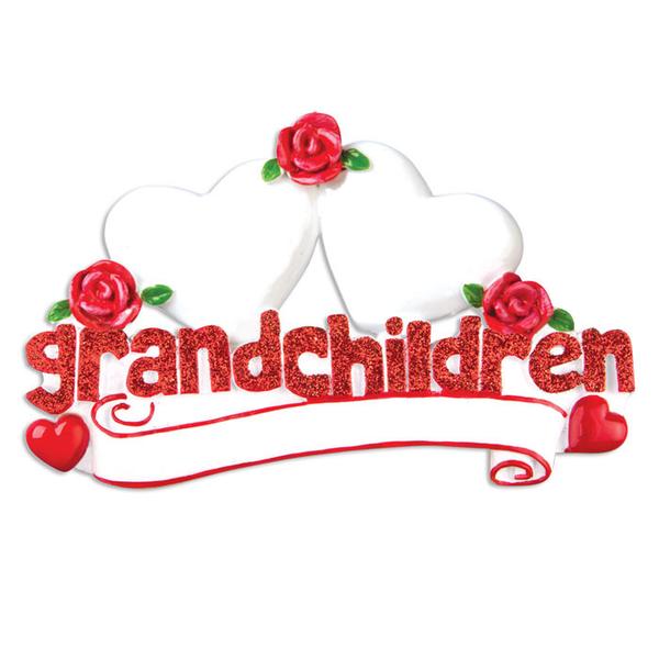 Grandchildren with Two Hearts Personalized Ornament
