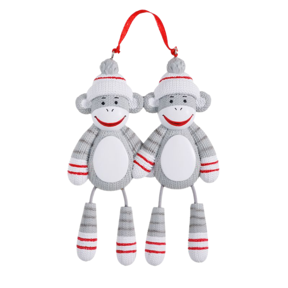 Sock Monkey Couple Personalized Ornament