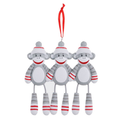 Sock Monkey (Family of 3) Personalized Ornament