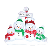 North Pole Family of 4 Personalized Ornament