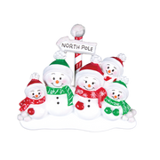 North Pole Family of 5 Personalized Ornament