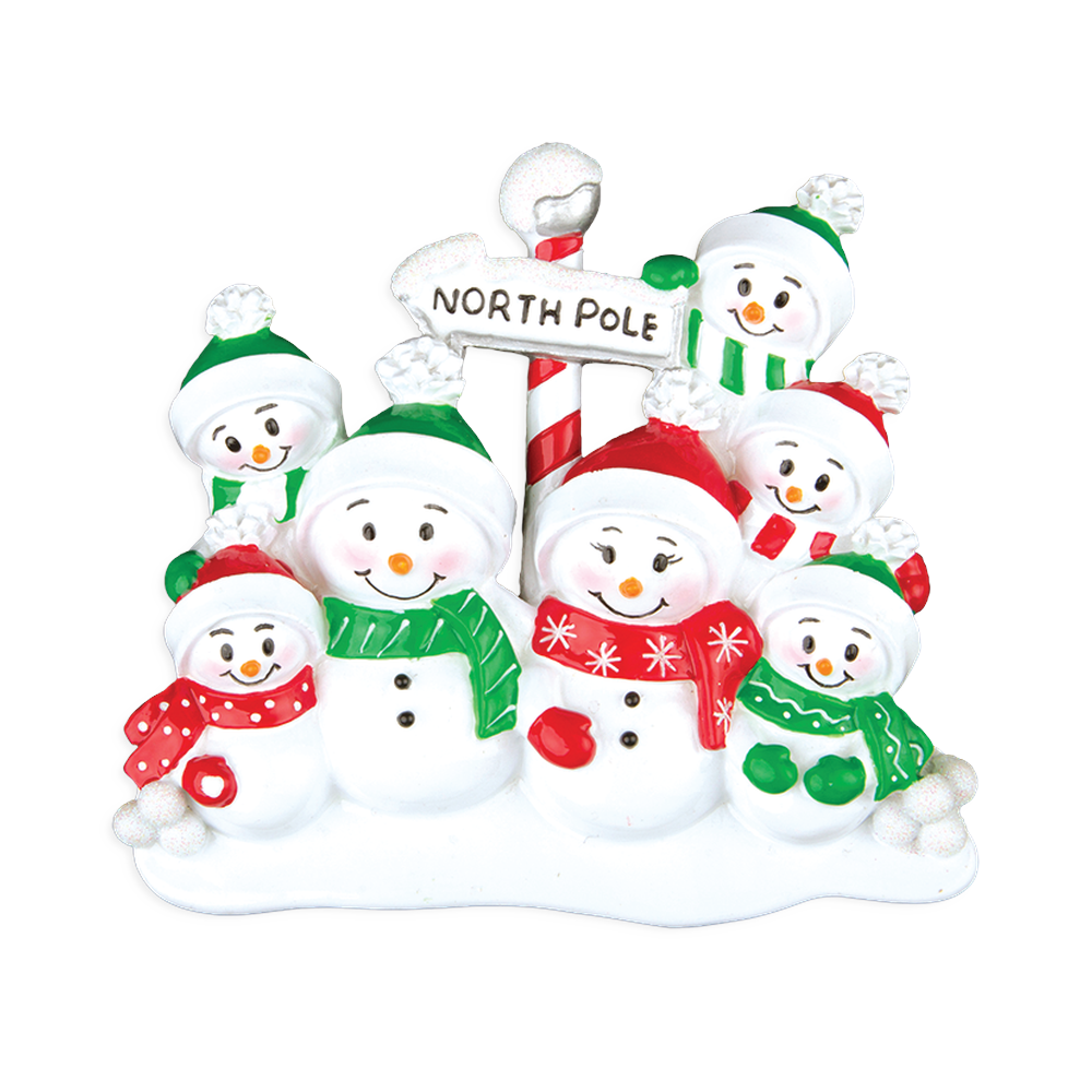 North Pole Family of 7 Personalized Ornament
