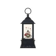Snow Globes- 9″H LED Snowman with Wreath Water Globe Lantern Glitter Spinning