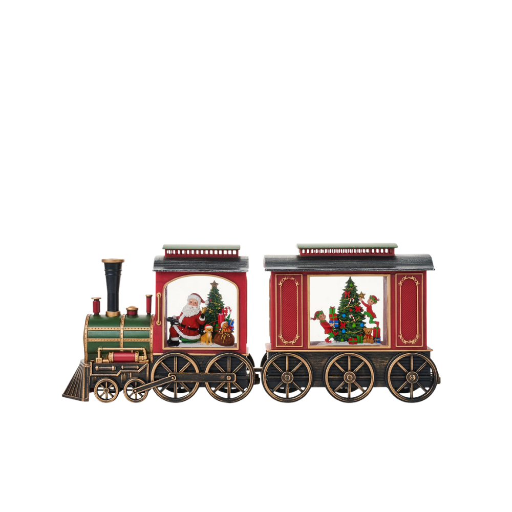 SG23151 Snow Globes- 8″H LED Two Piece Train Water Globe Lantern Glitter Spinning