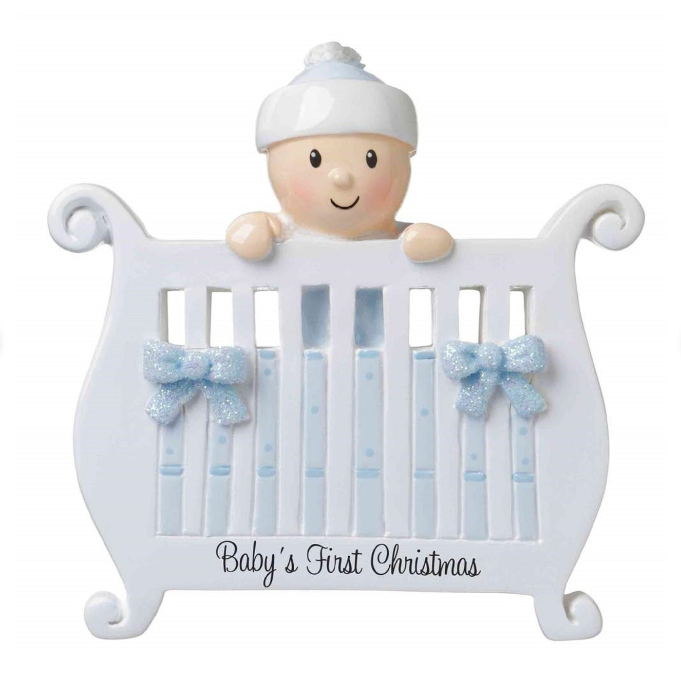 Baby Boy in Crib Personalized Christmas Ornament