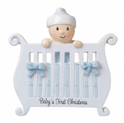 Baby Boy in Crib Personalized Christmas Ornament