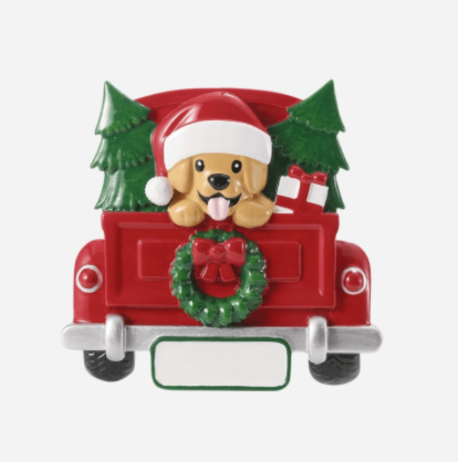Dog in Red Car Personalized Ornament