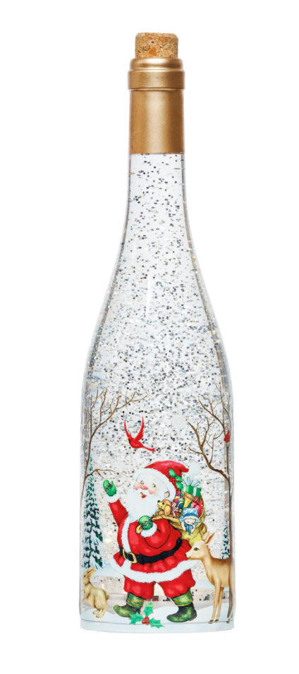 12″H LED Santa UV Printing Plastic Water Globe Glitter Spinner