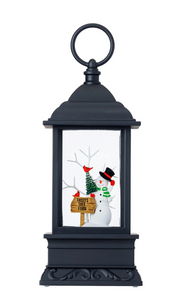 8.75″H LED Snowman Plastic Water Globe Lantern Glitter Spinner