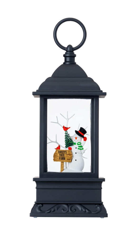 8.75″H LED Snowman Plastic Water Globe Lantern Glitter Spinner