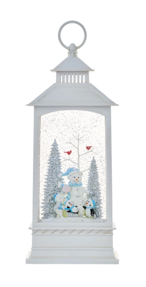 Snow Globes- 14″H LED Cardinals with Tree Water Globe Lantern Glitter Spinning