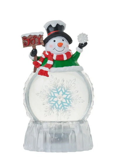 Snow Globes- 9″H LED Snowman Water Globe Lantern Glitter Rotating